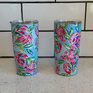 Set of 2 Lilly Pulitzer Totally Blossom Stainless Steel Travel Tumblers